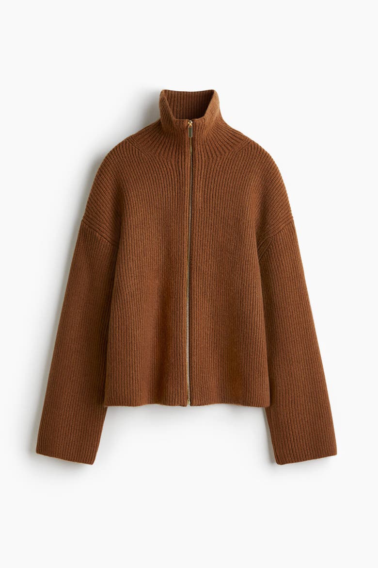 Zip-through Cardigan, Alternate, color, Brown