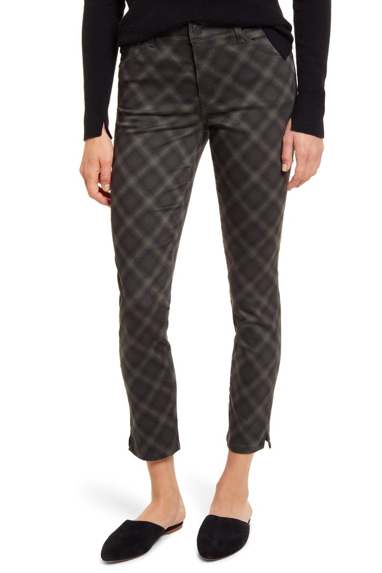Ab-Solution Plaid High Waist Ankle Skinny Pants (Nordstrom Exclusive), Main, color, MIDNIGHT OLIVE