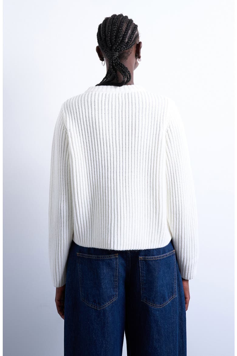 Shaker Stitch Relaxed Cardigan, Alternate, color, WHITE