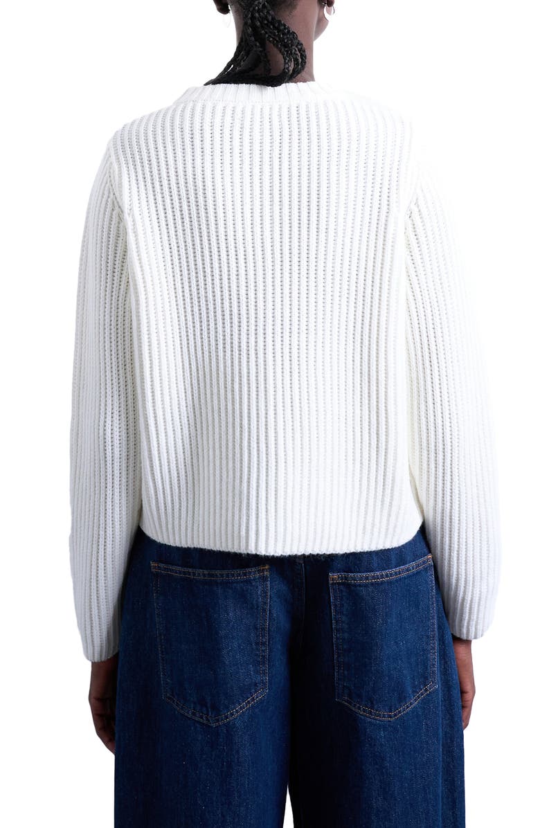 Topshop Shaker Stitch Relaxed Cardigan, Alternate, color, White