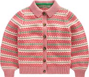 Mini Boden Kids' Fair Isle Cotton Collared Cardigan