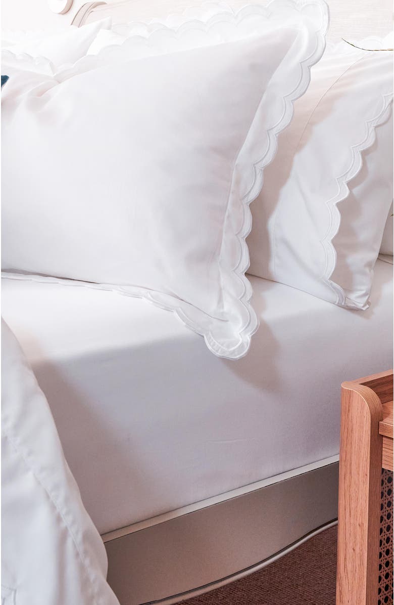 CHRISTY Scallop Edge Luxury Cotton Sateen Sheet Set Bundles, Alternate, color, Silver