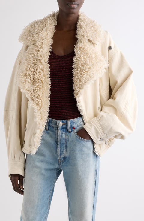 Valineo-GD Faux Fur Collar Denim Jacket