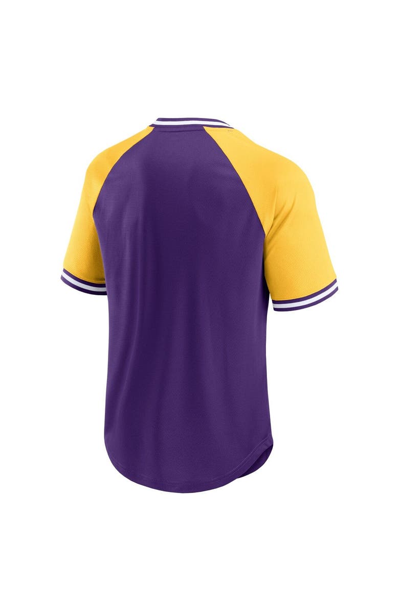 FANATICS Men's Fanatics Branded Purple/Gold Minnesota Vikings Second Wind Raglan V-Neck T-Shirt, Alternate, color,