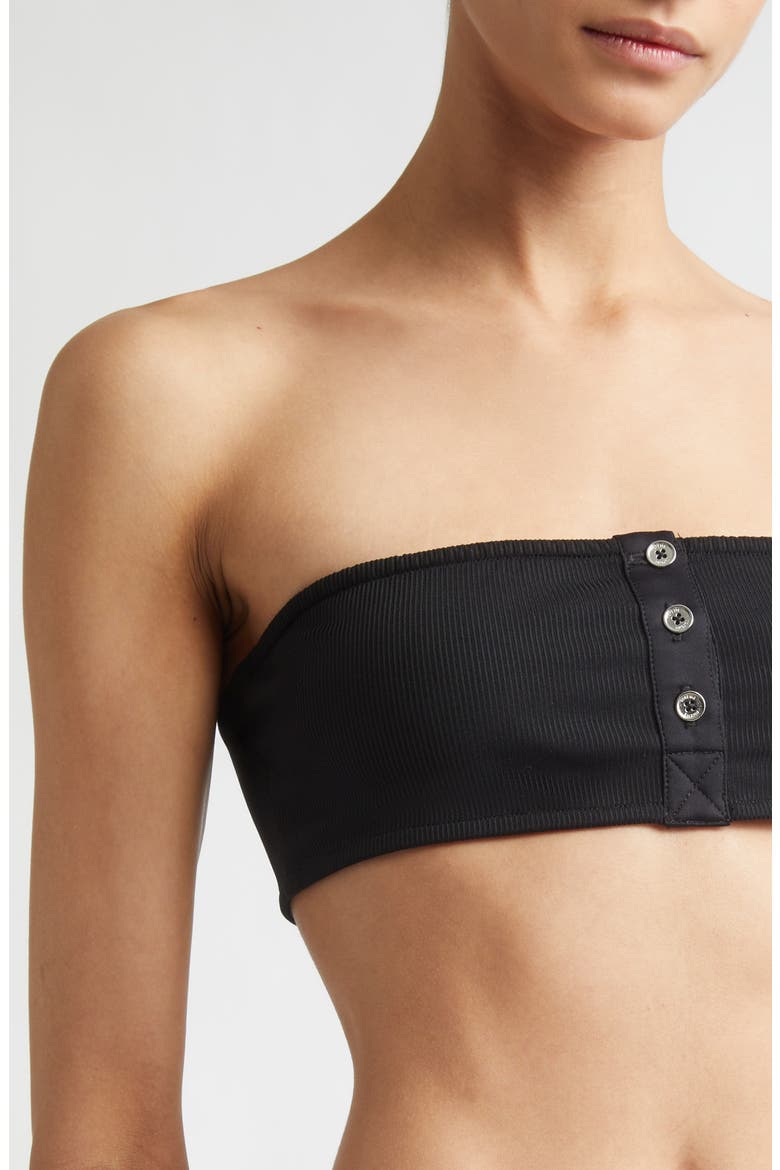 Strapless Rib Bikini Top, Alternate, color, BLACK