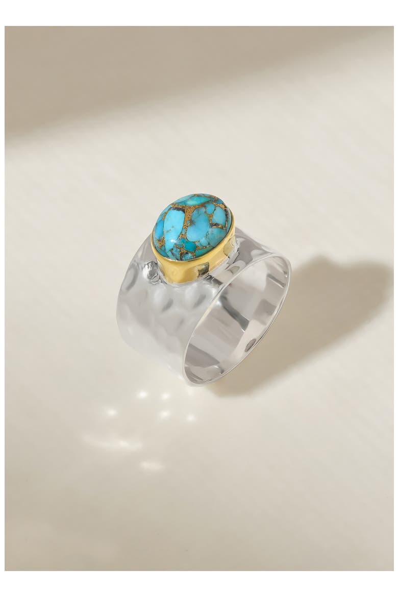Turquoise Silver Plated Statement Ring, Alternate, color, BLUE