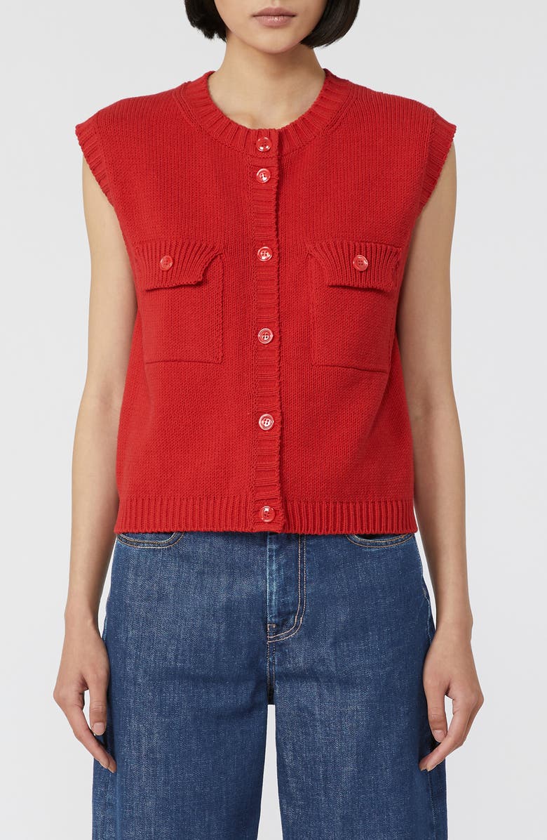 Weekend Max Mara Caprara Cotton Blend Sweater Vest, Main, color, Red
