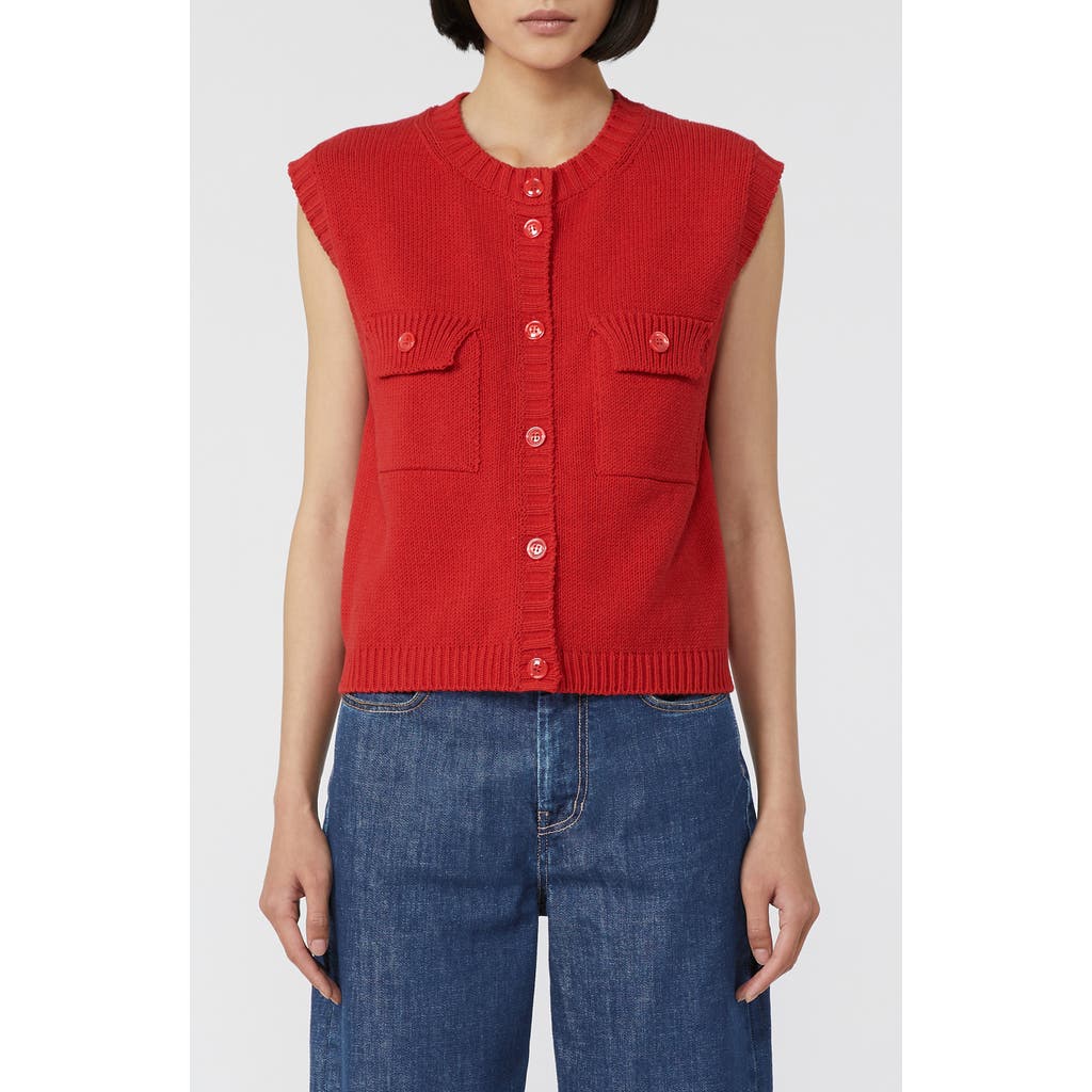 Weekend Max Mara Caprara Cotton Blend Sweater Vest In Red