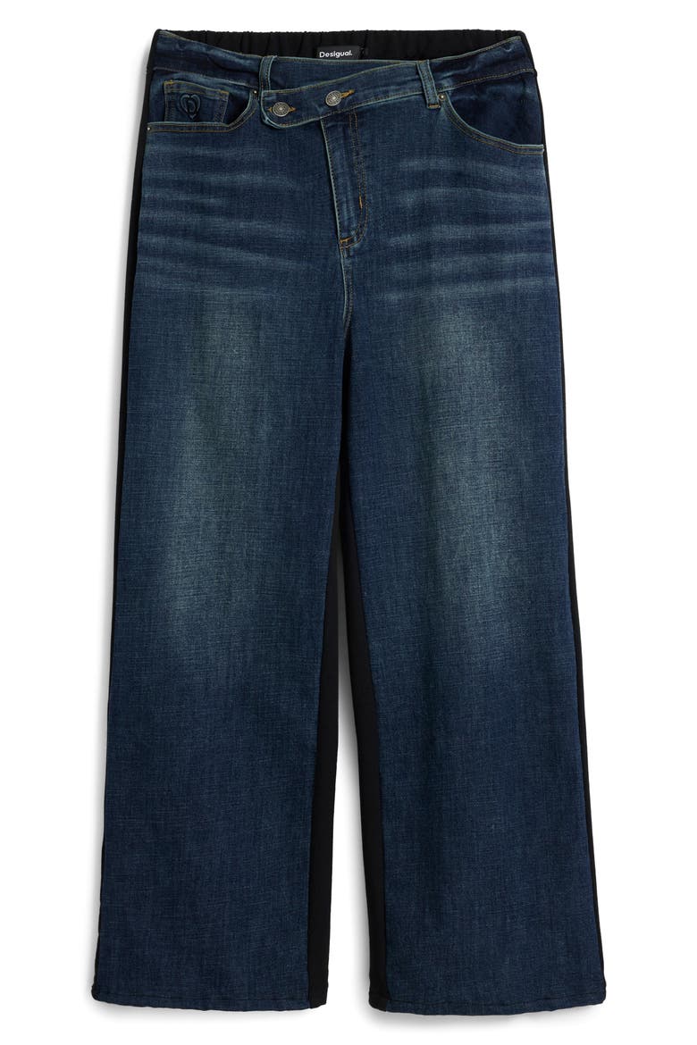 Crossover Waist Wide Leg Jeans, Alternate, color, DARK BLUE