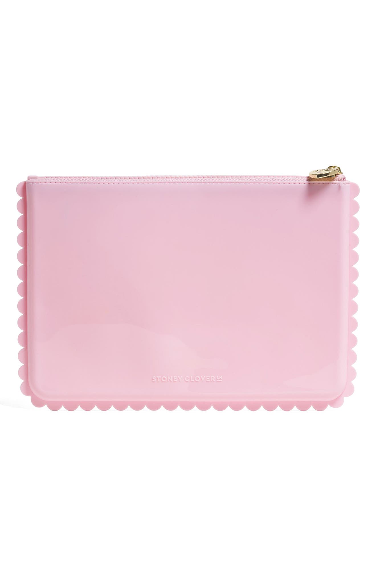 Jelly Scalloped Flat Pouch, Alternate, color, FLAMINGO