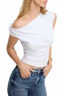 Good American One-Shoulder Poplin Top