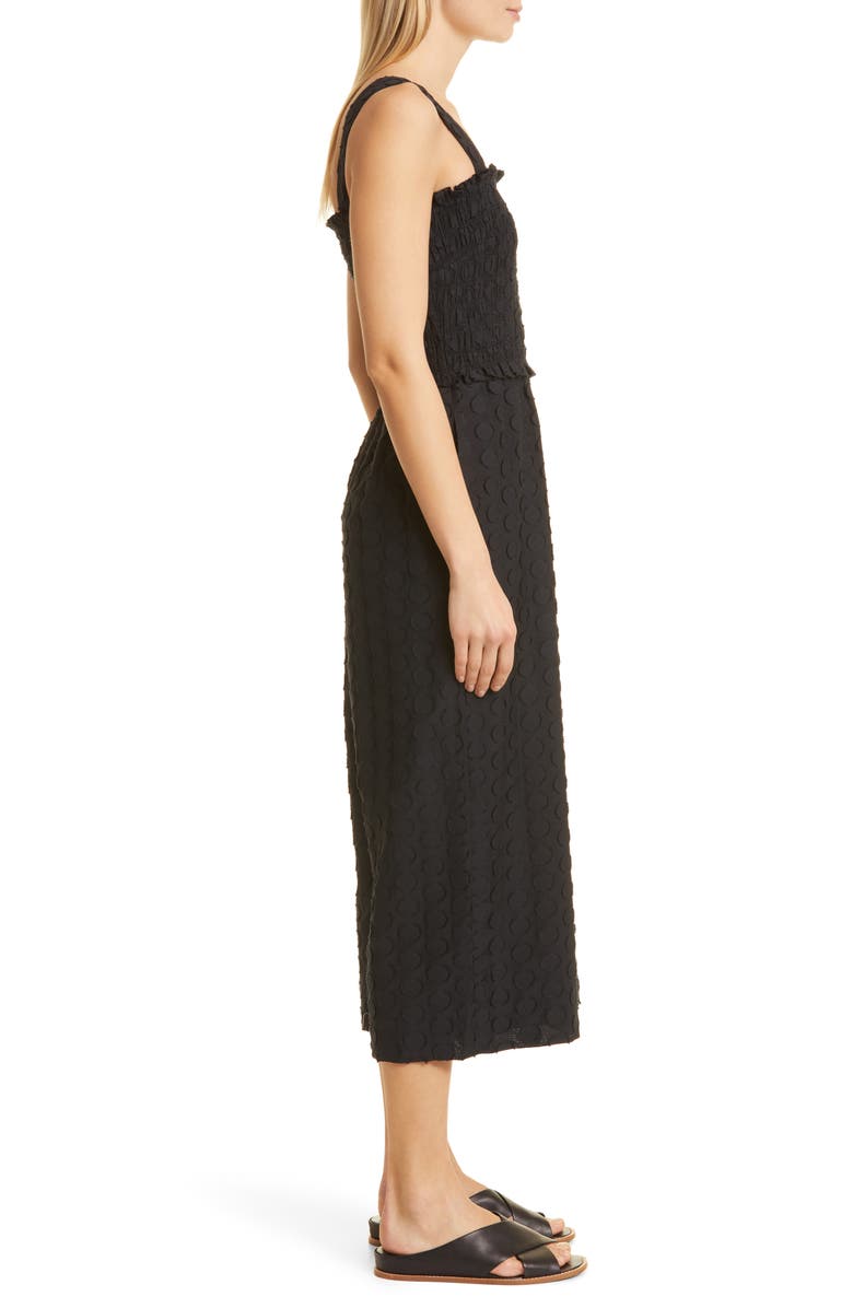 Club Monaco Polka Dot Smocked Cotton Blend Jumpsuit, Alternate, color, 