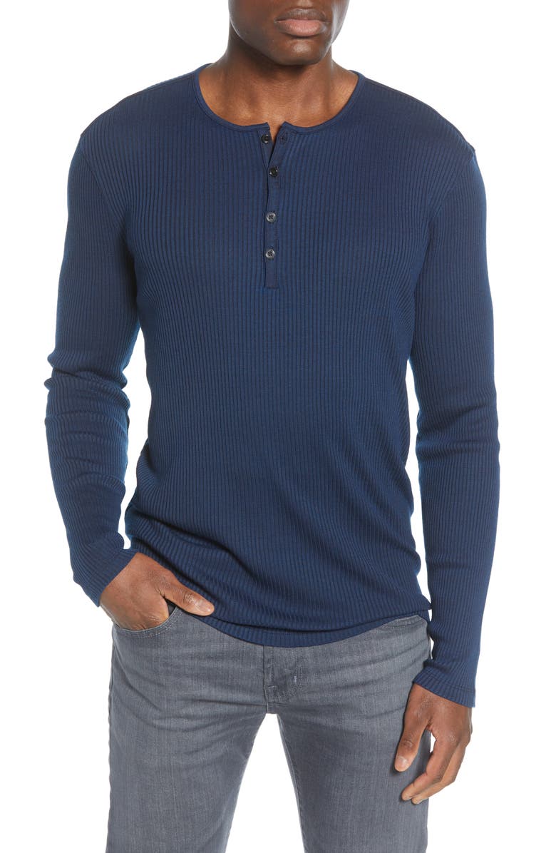 John Varvatos Star USA Slim Fit Ribbed Henley, Main, color,