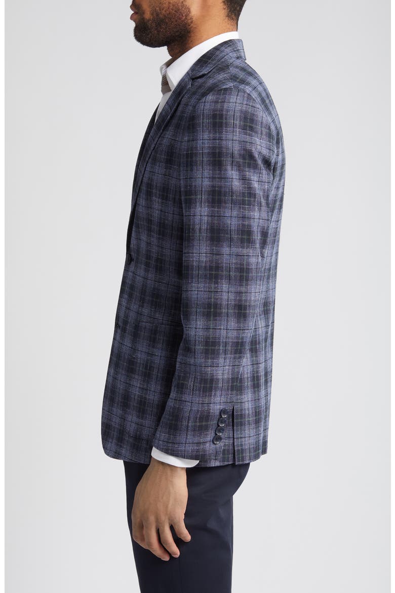 Plaid Stretch Wool & Cotton Blend Sport Coat, Alternate, color, NAVY VISTA PLAID