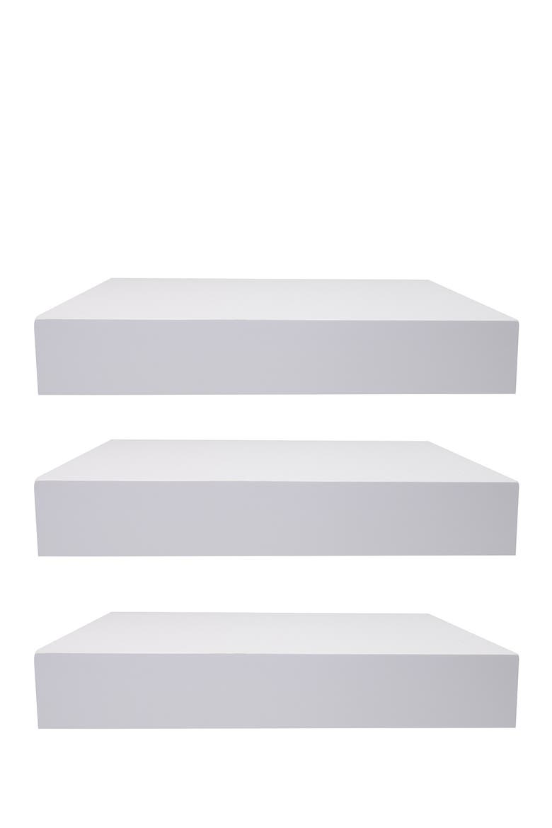 Floating Shelves - Maple Wood - Set of 3, Main, color, WHITE