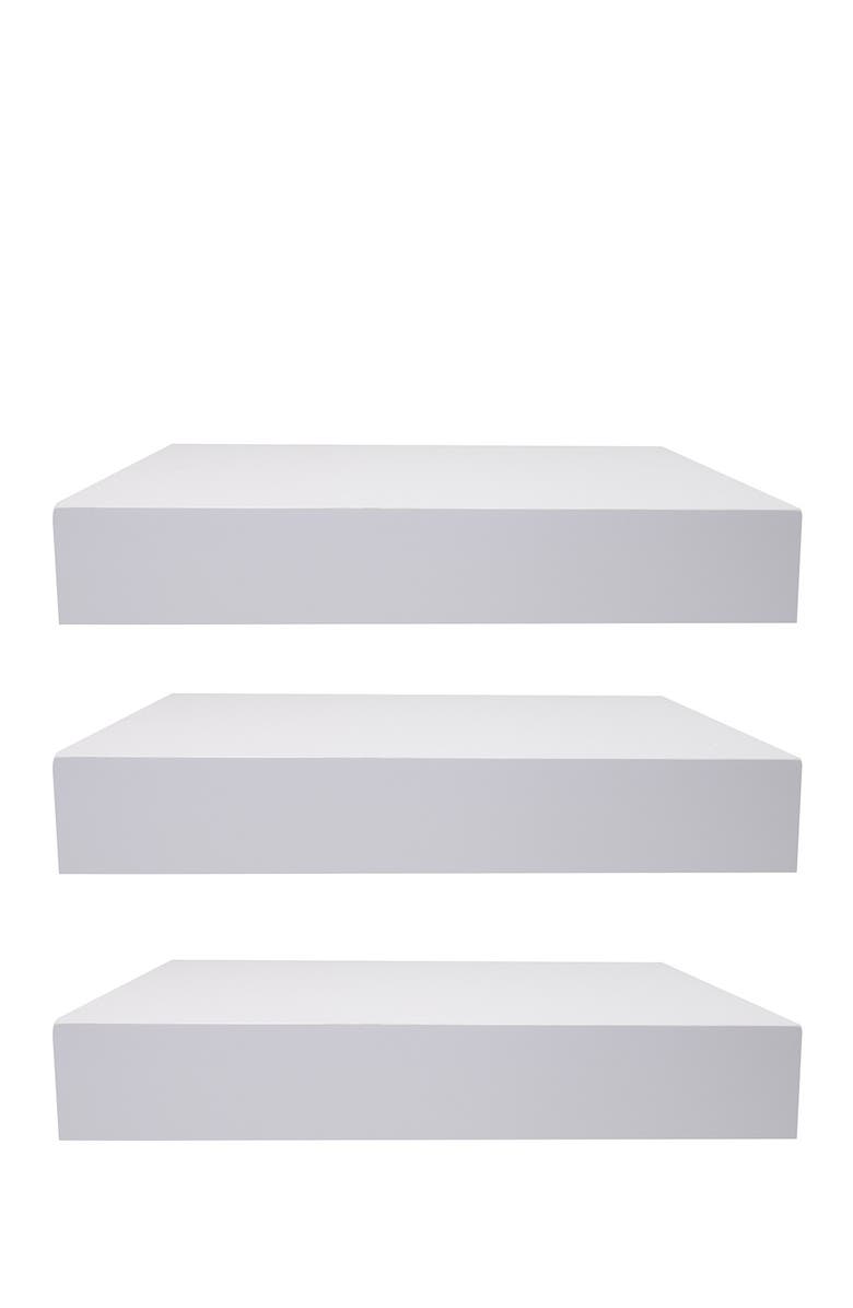 SORBUS Tile Wall Shelf - Set of 3 -\n White, Main, color, White