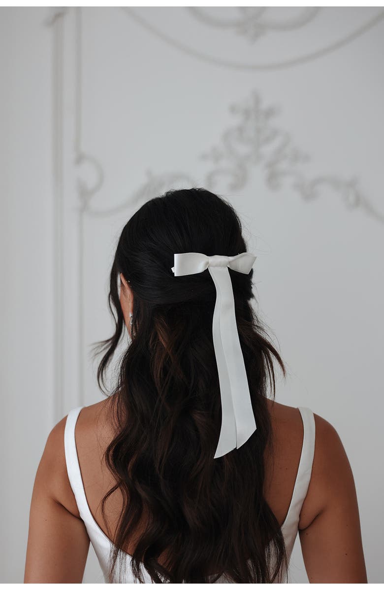 Untamed Petals Blair Satin Bow, Alternate, color, Ivory