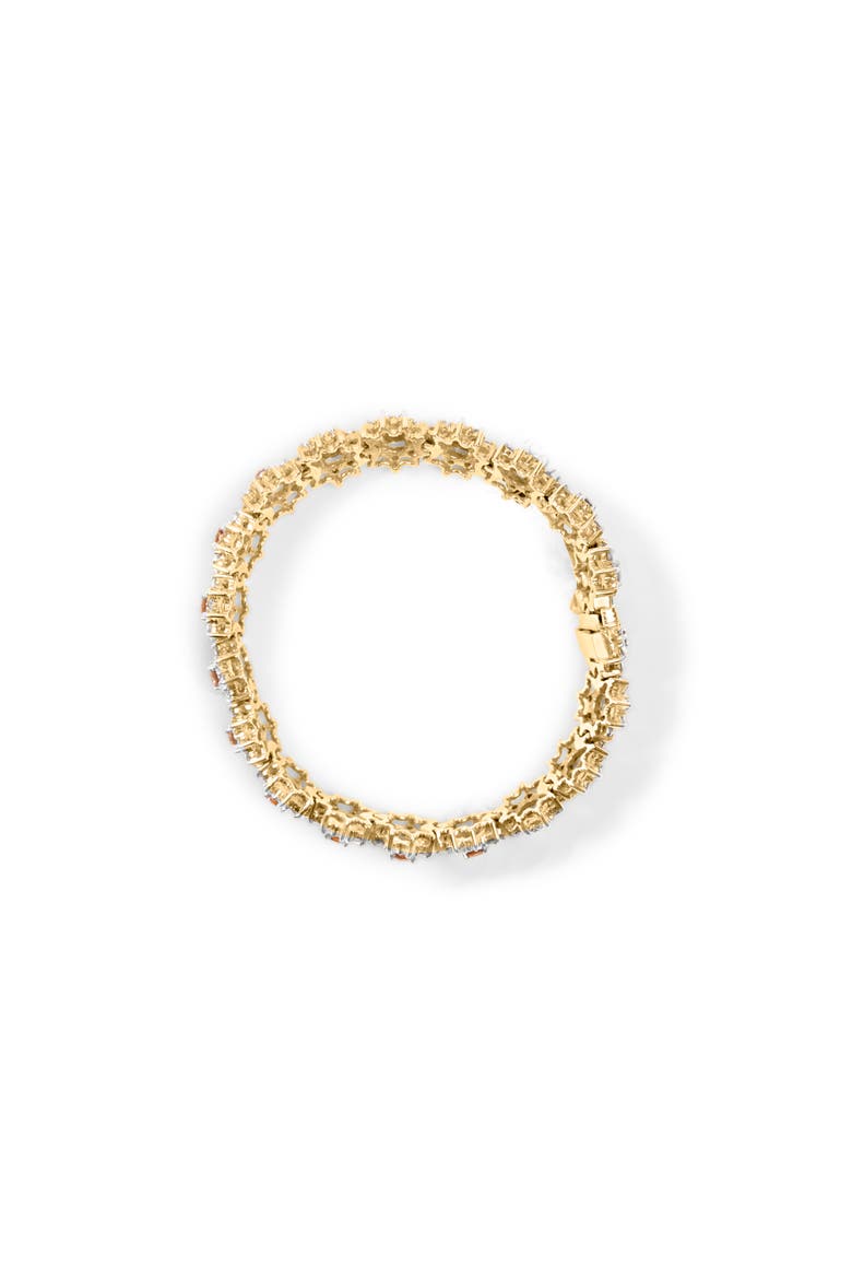 14K Gold 8.00 Cttw Diamond Floral Cluster Halo Link Bracelet, Alternate, color, Yellow