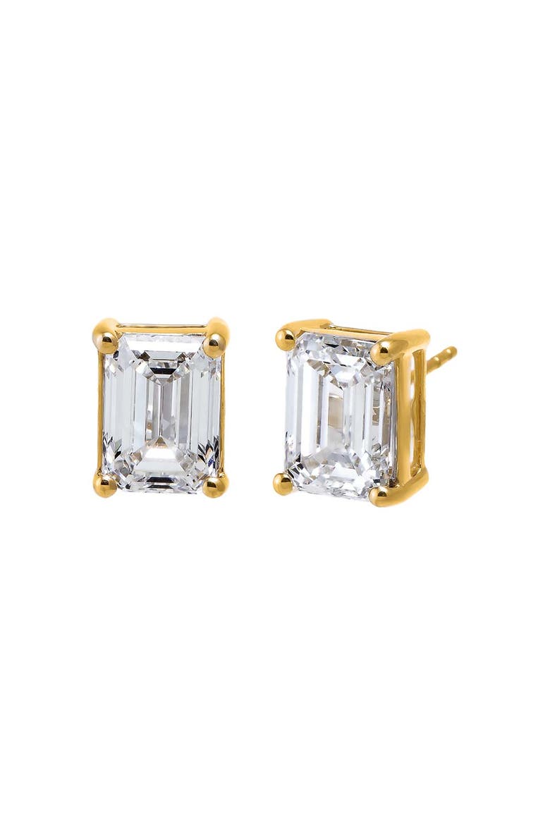 Lab Grown Diamond 6 Carat Emerald Stud Earring, Main, color, 14K Gold