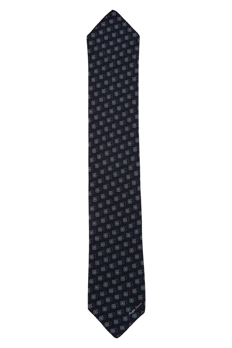 Flower Silk Foulard Neckerchief, Alternate, color, NAVY