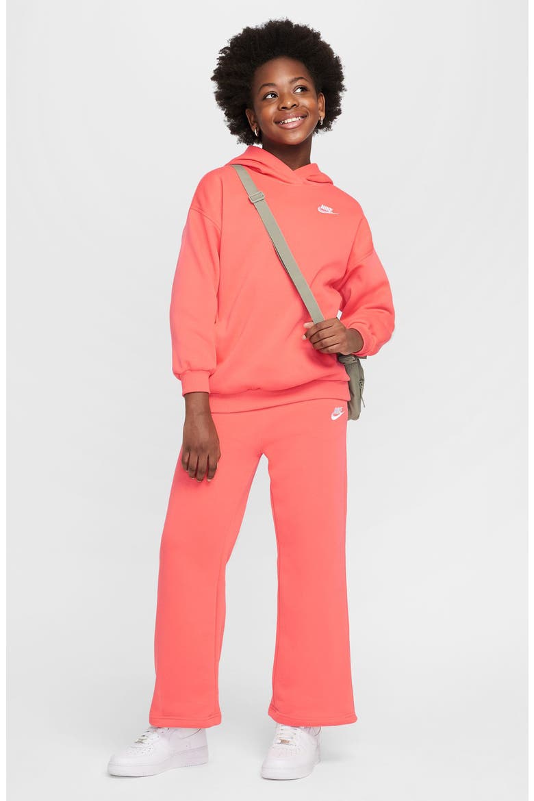 Kids' Sportswear Club Fleece Wide Leg Sweatpants, Alternate, color, 814 MAGIC EMBER/EMBER/WHITE