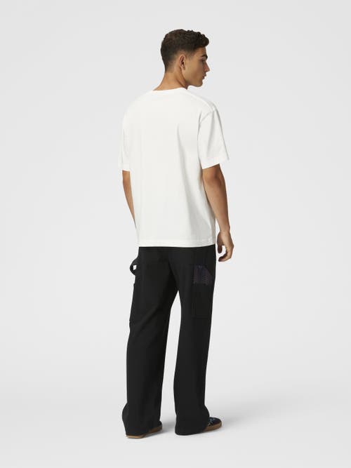 Missoni Cotton Crewneck T-shirt With Gradient Zig Zag Insert In White