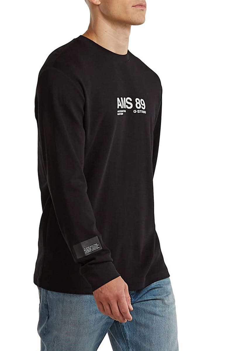 G-STAR AMS 89 Logo Graphic Long Sleeve T-Shirt, Alternate, color, Dark Black