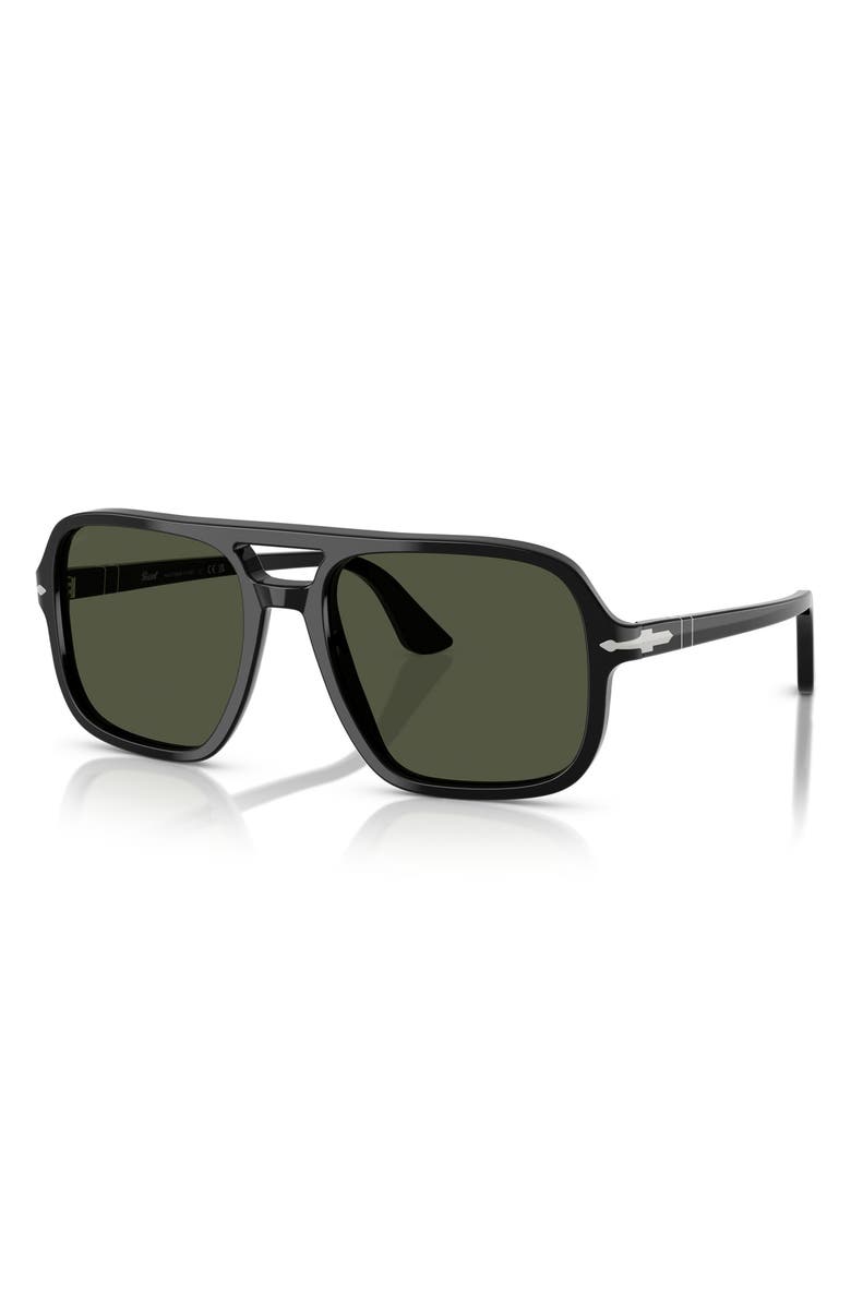 Persol 58mm Pilot Sunglasses, Alternate, color, Black/ Green