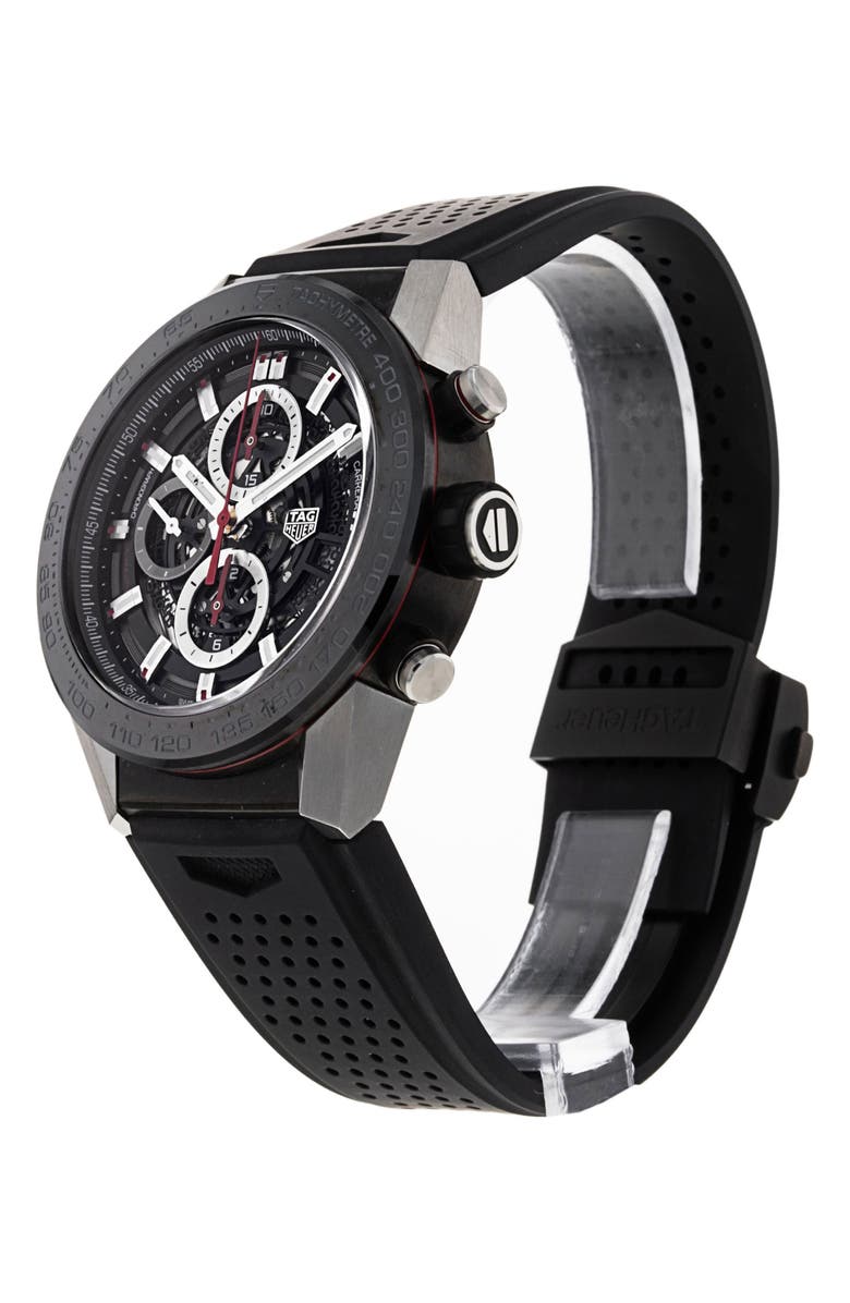 Watchfinder & Co. Tag Heuer Preowned 2017 Carrera CAR2A1Z.FT6044 Rubber Strap Watch, 45mm, Alternate, color, 