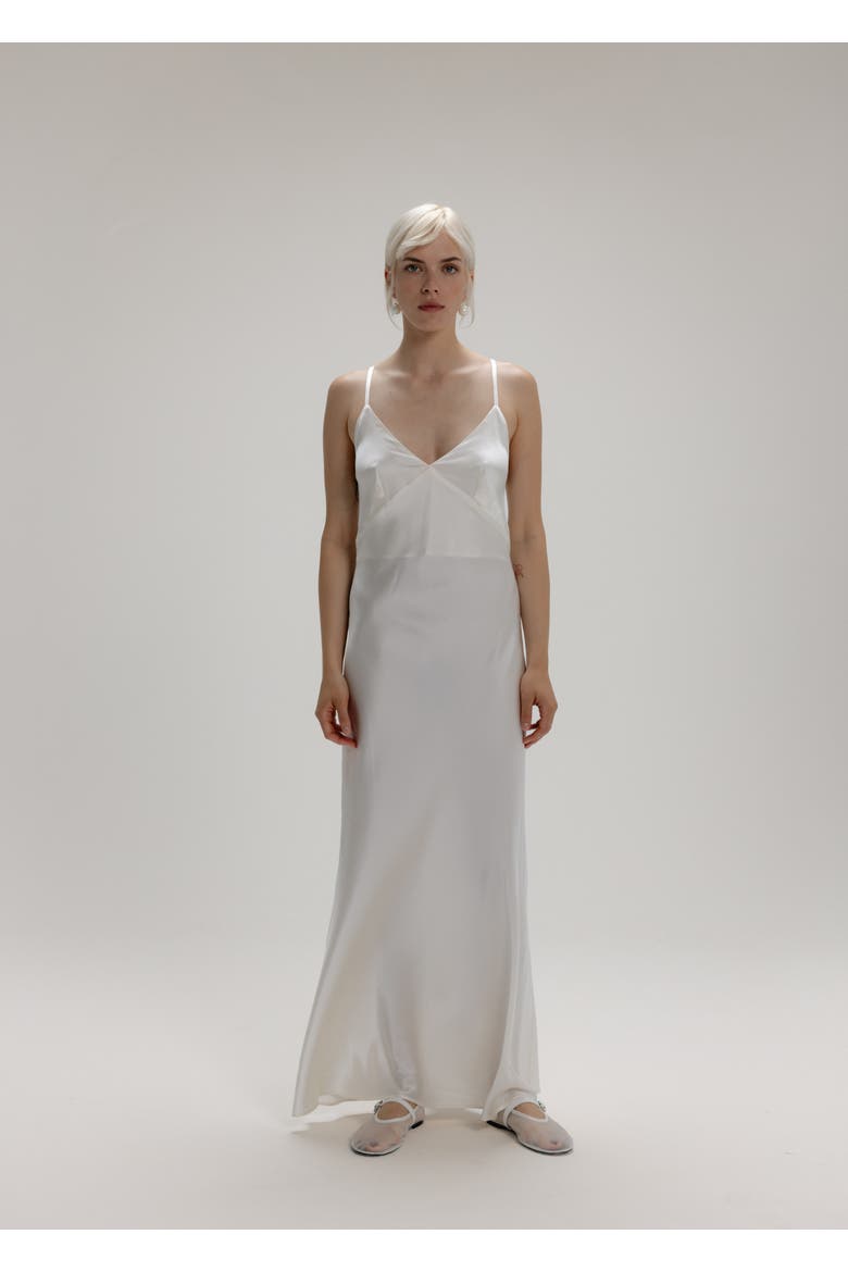 100 Silk Slip Maxi Dress, Alternate, color, Milk White