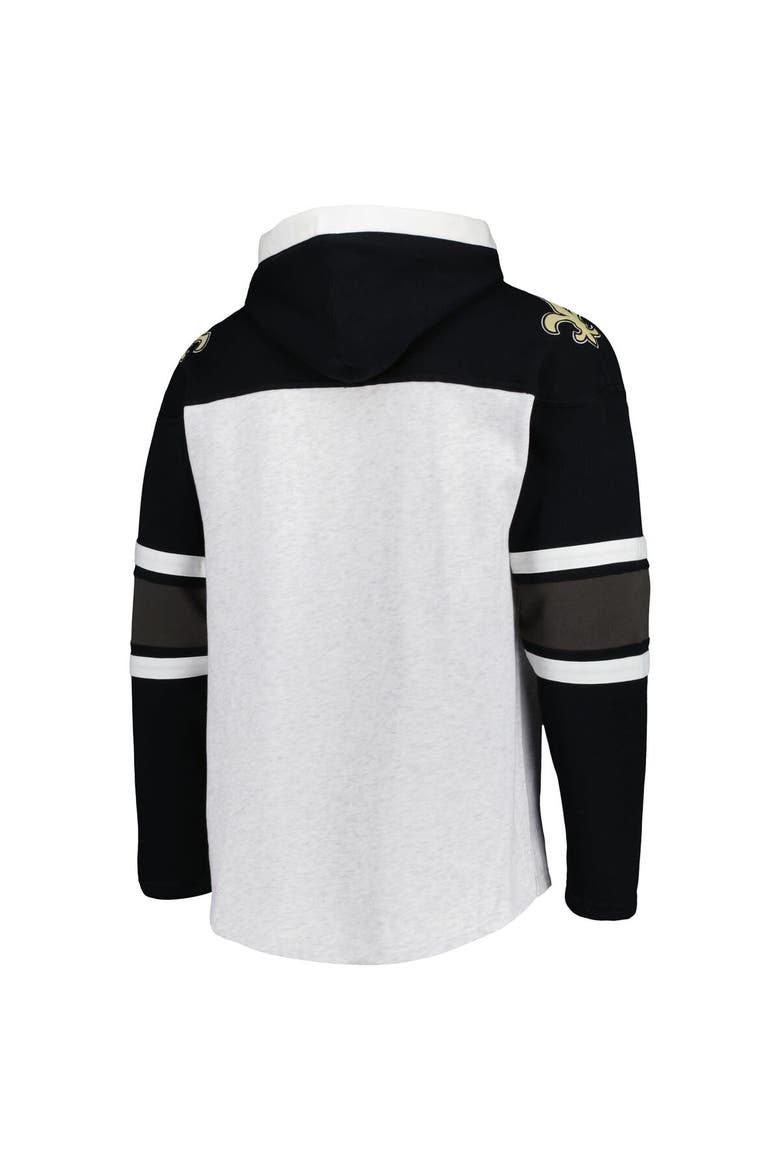Men's '47 New Orleans Saints Heather Gray Gridiron Lace-Up Pullover Hoodie, Alternate, color, Gray