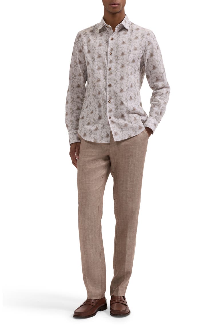 Julian Shaped Fit Floral Cotton Button-Up Shirt, Alternate, color, LIMESTONE