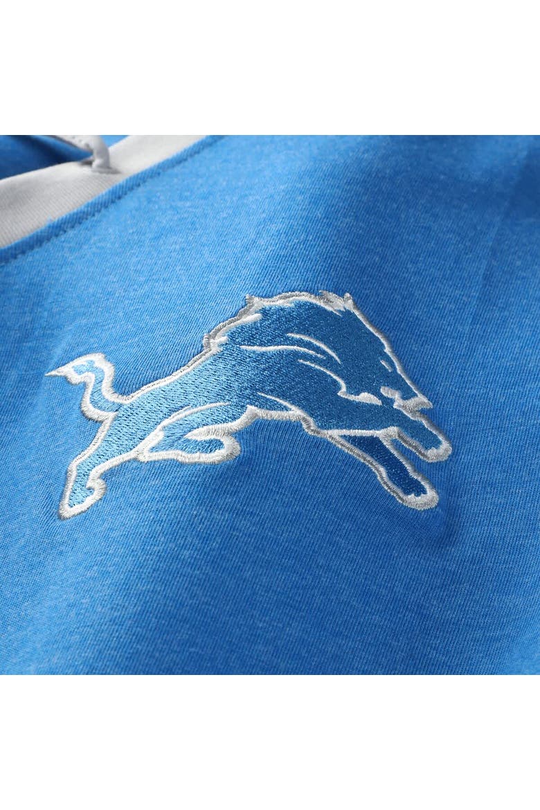 Women's New Era Blue Detroit Lions Plus Size Throwback Lace-Up Long Sleeve T-Shirt, Alternate, color, Blue