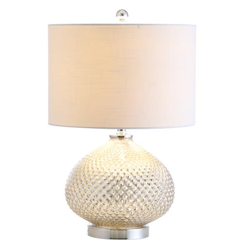 Jonathan Y Ames 22.5" Led Glass Table Lamp In Mercury Silver