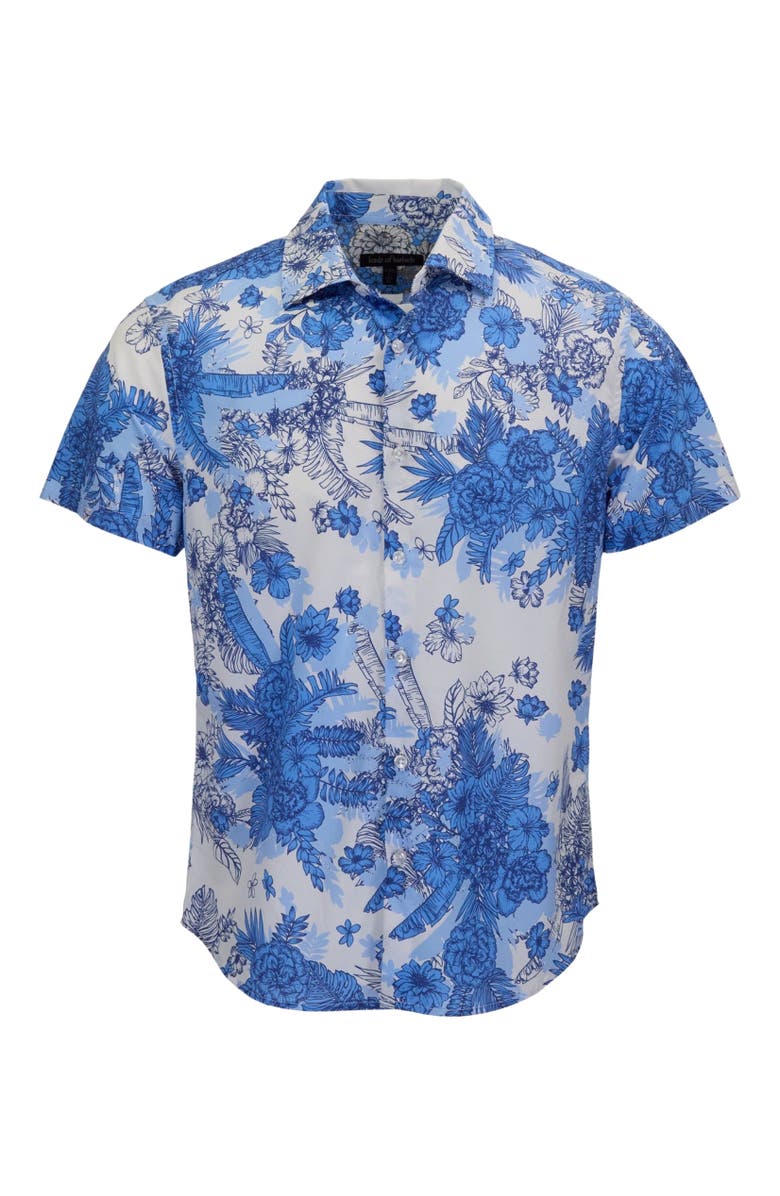 Lords of Harlech Mono Floral Mens Printed Button Up Shirt, Alternate, color, Mono Floral White
