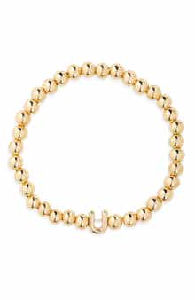 BaubleBar Pisa Initial Beaded Stretch Bracelet