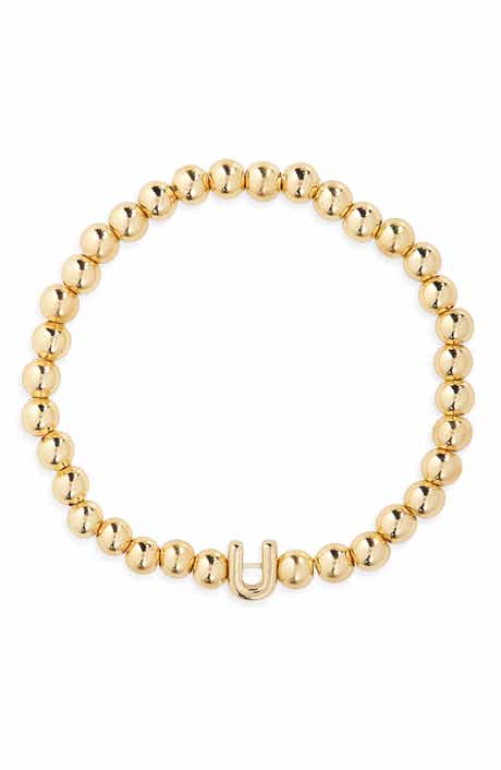 BaubleBar Pisa Initial Beaded Stretch Bracelet