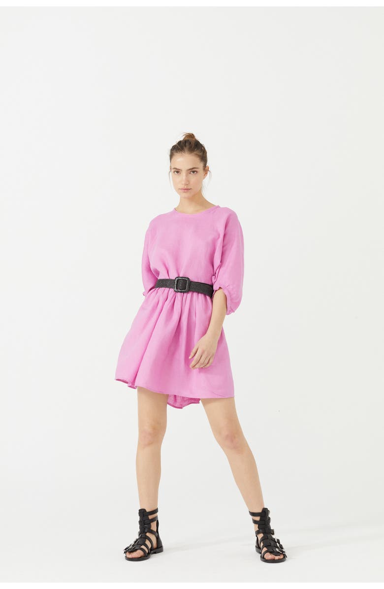 LANHTROPY Alcala Linen Dress, Alternate, color, Petunia Pink
