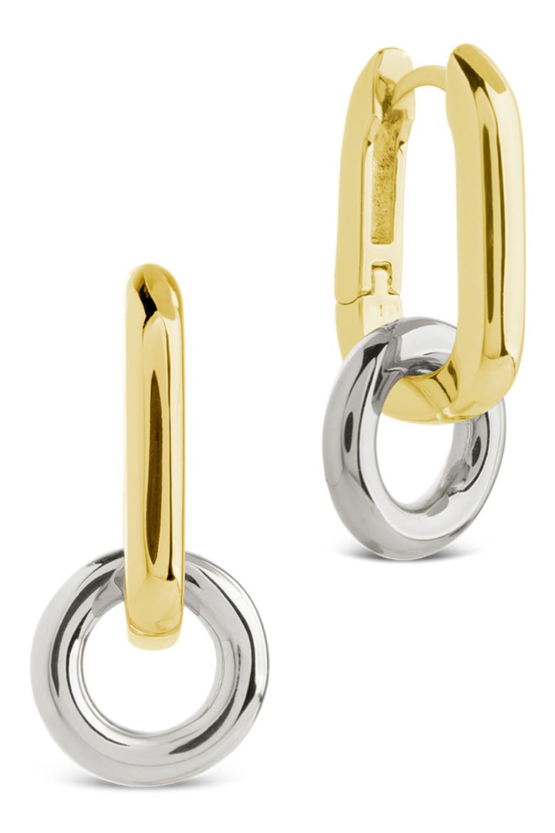 Justyna Mixed Metal Dangle Hoop Earrings, Main, color, DUALTONE