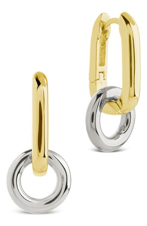 Justyna Mixed Metal Dangle Hoop Earrings