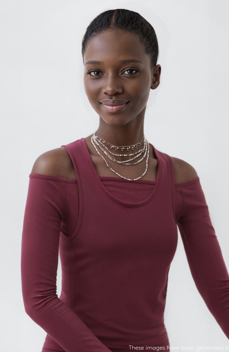 MANGO TEEN Cold Shoulder Stretch Cotton Knit Maxi Dress, Alternate, color, Burgundy