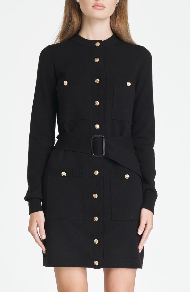 WAYF Becca Belted Long Sleeve Sweater Minidress, Alternate, color,