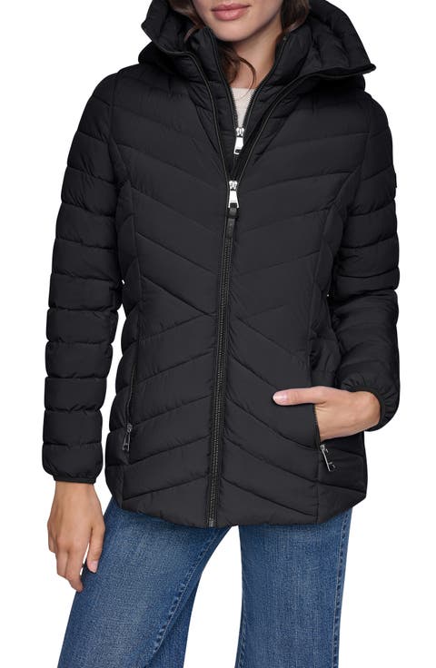 Water Resistant Lightweight Puffer Jacket with Bib
