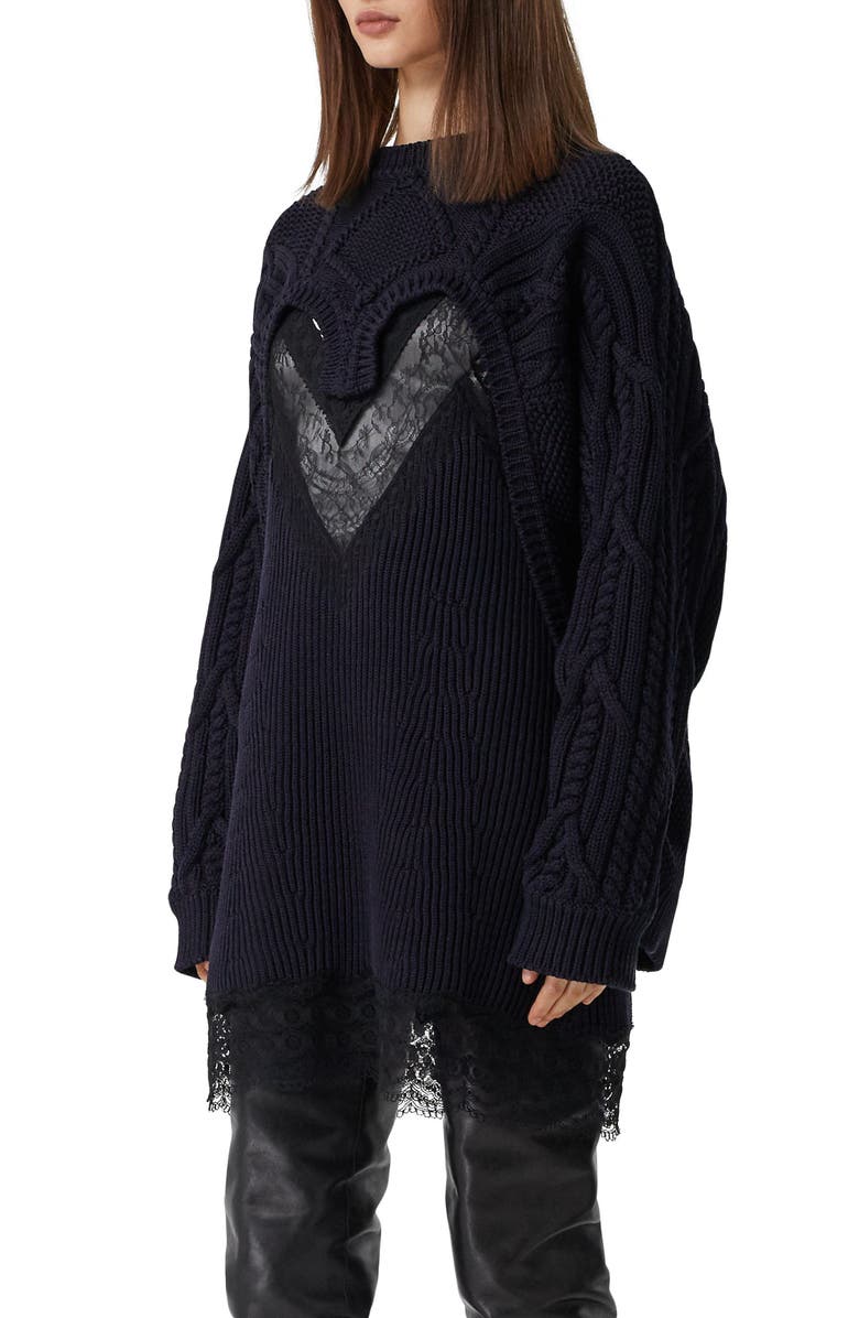Burberry Cable Lace Reconstructed Sweater, Alternate, color, 