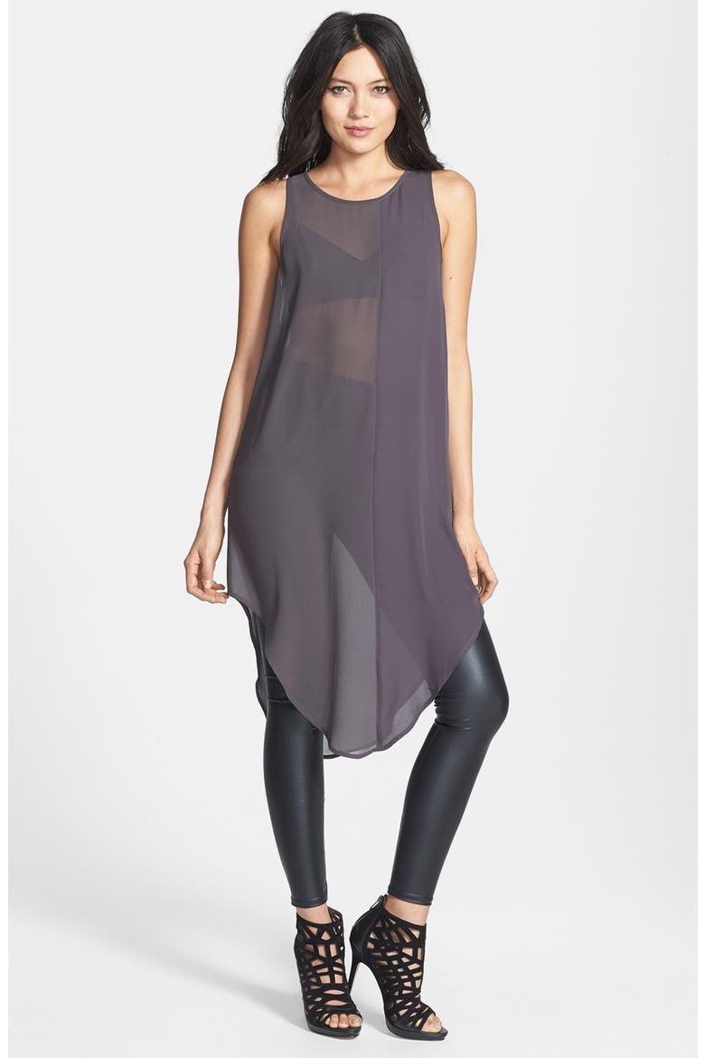 Mixed Crepe Tunic, Main, color, GREY SHALE