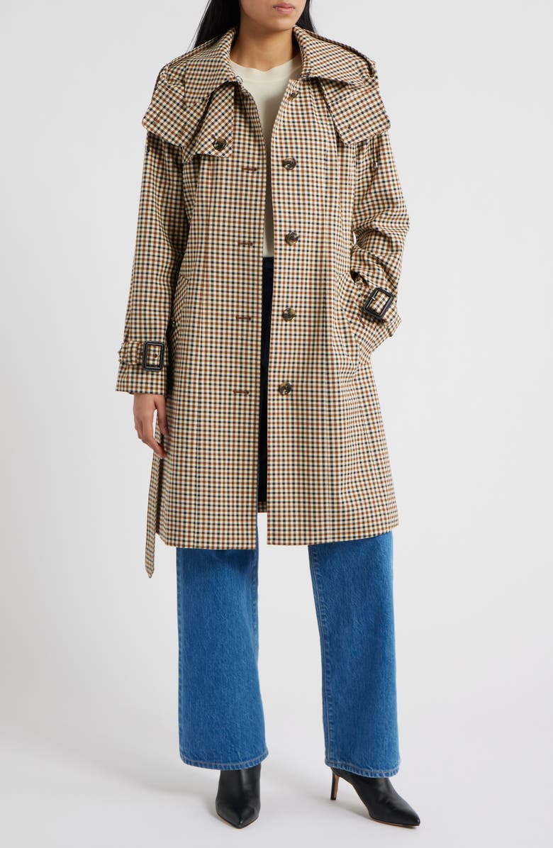 London Fog Water Resistant Belted Trench Coat, Alternate, color, Check