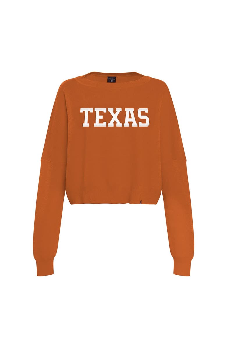 Hype and Vice Women's Hype and Vice Burnt Orange Texas Longhorns Oversized Cropped Ivy Knit Pullover Sweater, Alternate, color, Burnt Orange