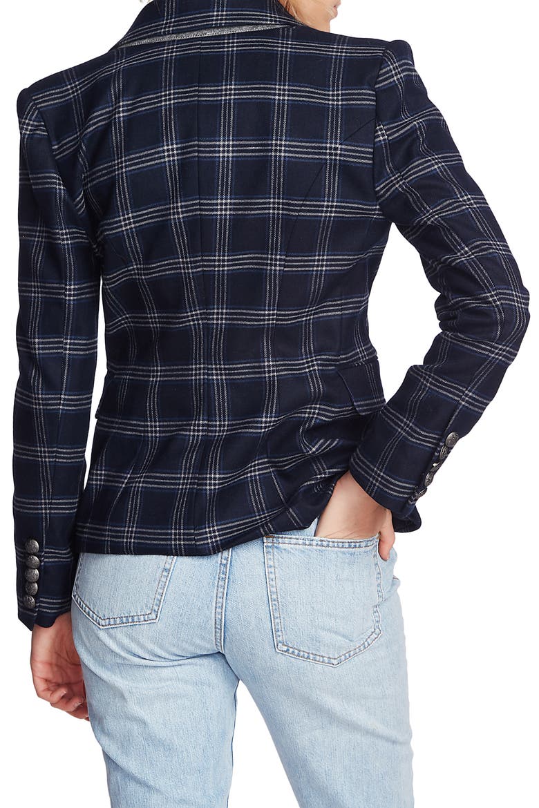 Plaid One Button Blazer, Alternate, color, BLUE NIGHT