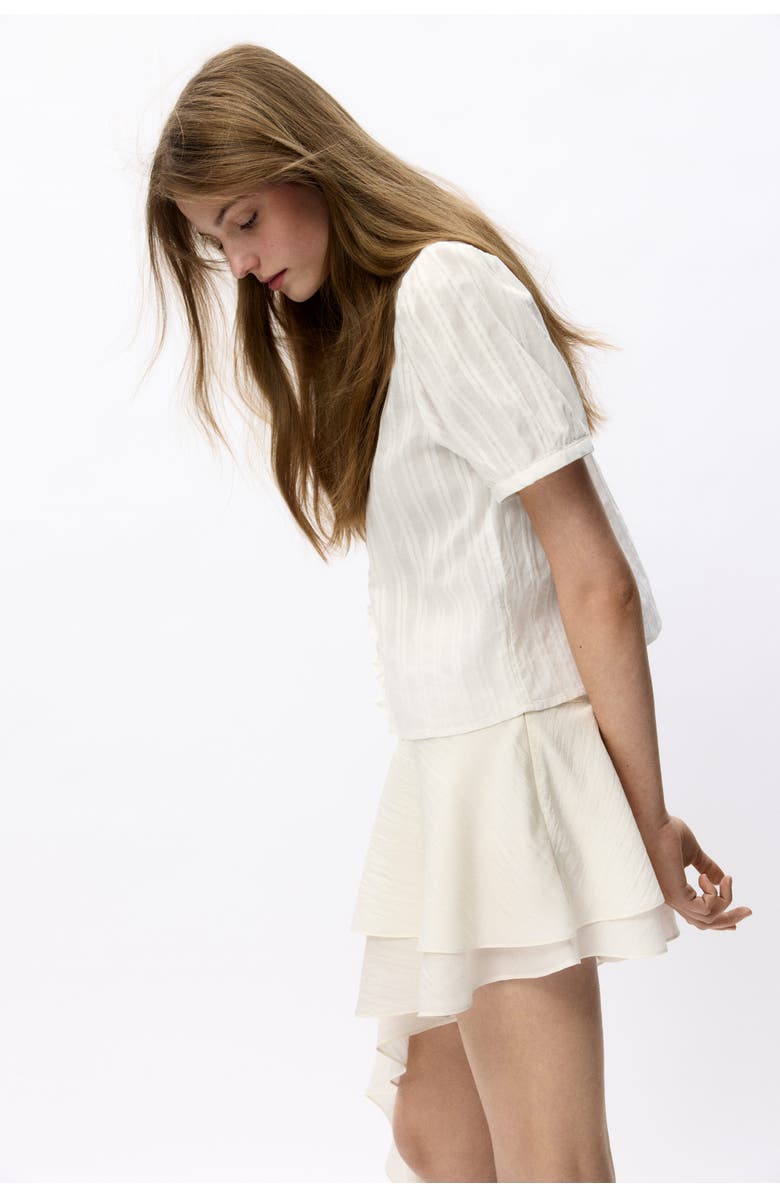 H&M Draped-panel Tiered Skirt, Alternate, color, Cream
