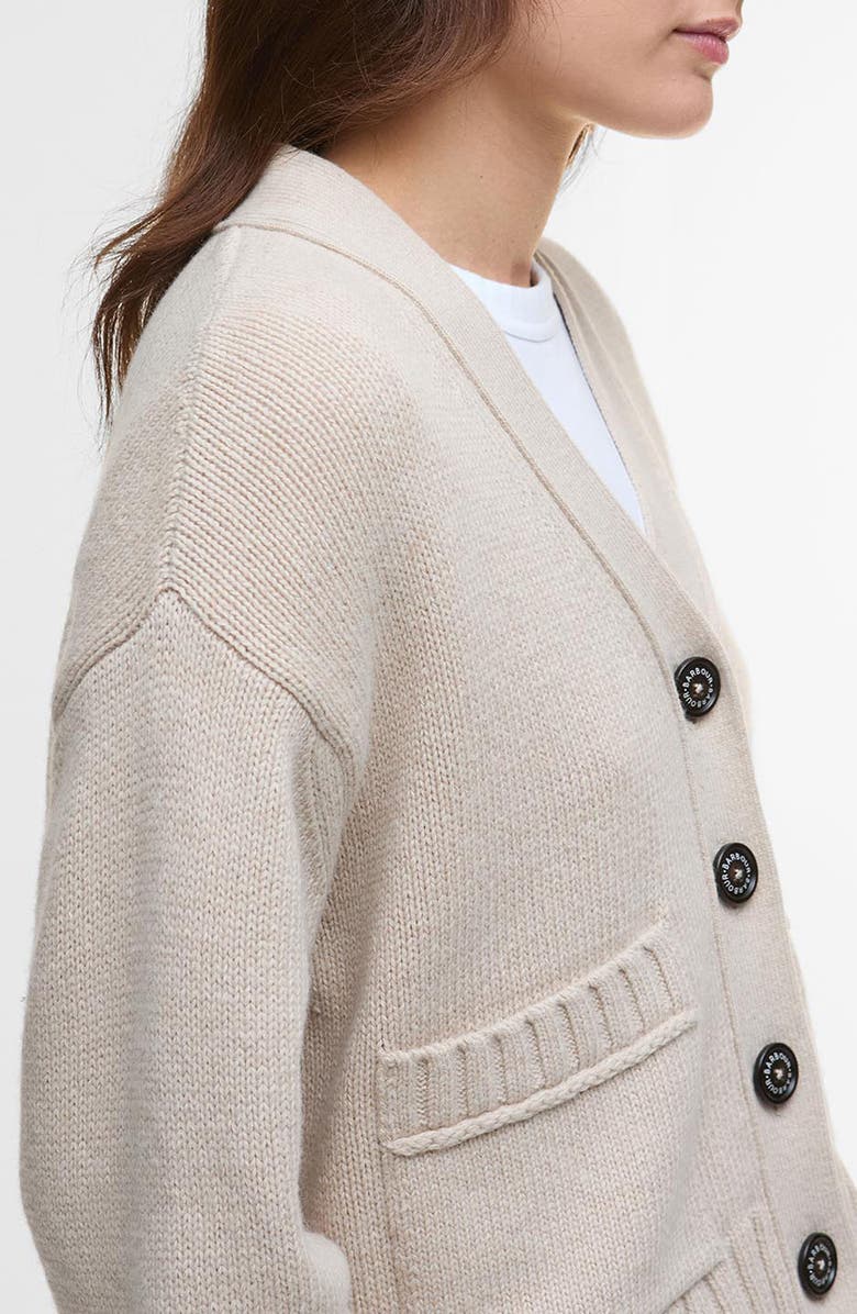 Barbour Faye Cotton & Wool Blend Cardigan, Alternate, color, Oatmeal